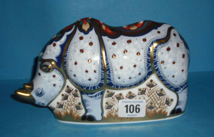 Appraisal: Royal Crown Derby Paperweight White Rhino special Edition by sinclairs