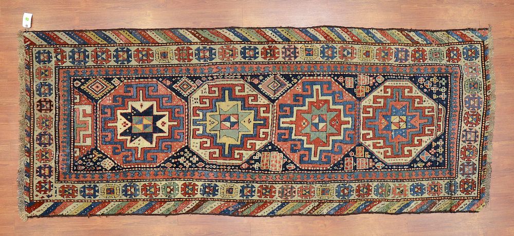 Appraisal: Antique Kazak Runner approx x Caucasus circa Condition Some repairs