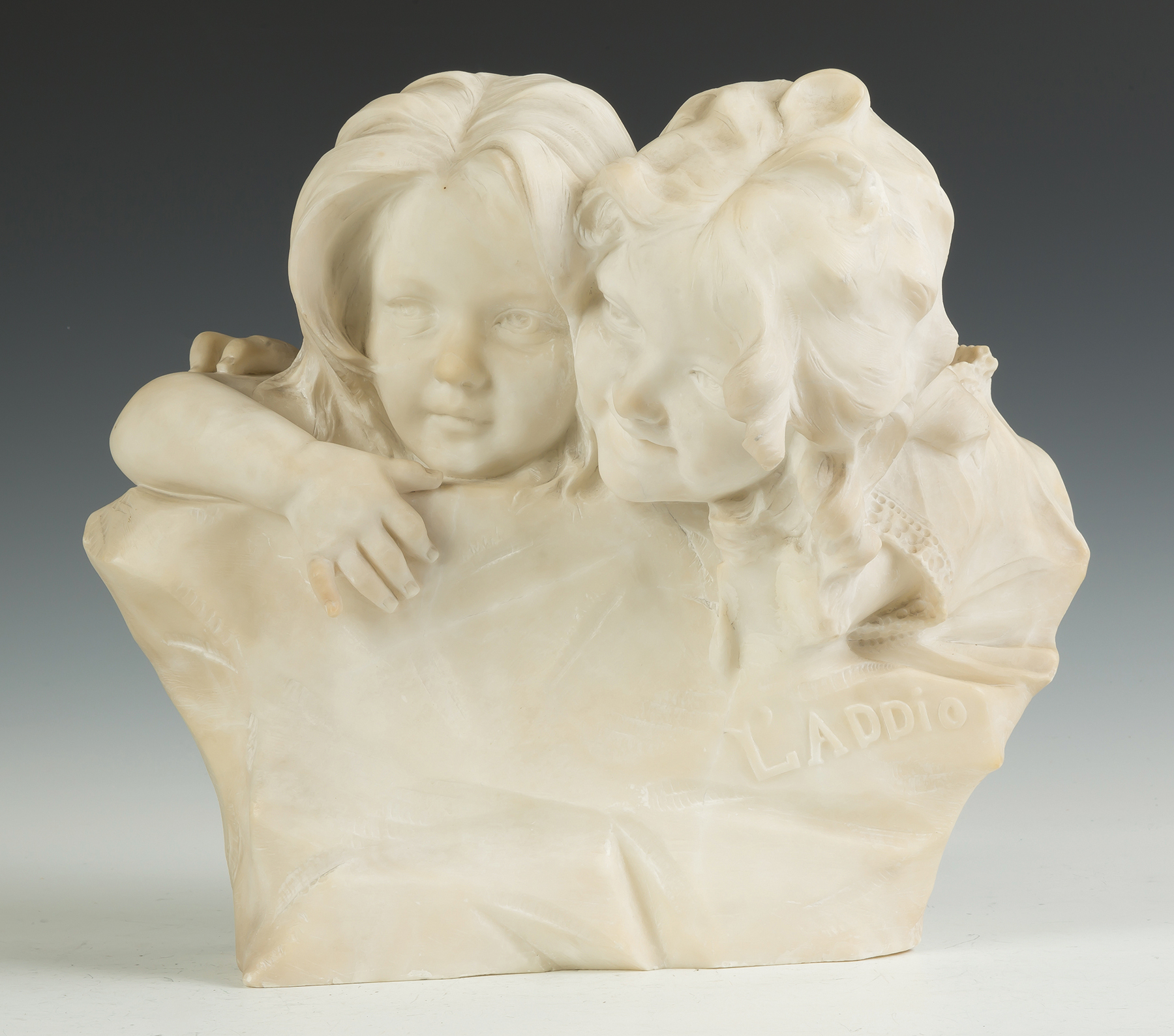 Appraisal: Marble Sculpture of Children L'addio Goodbye th century