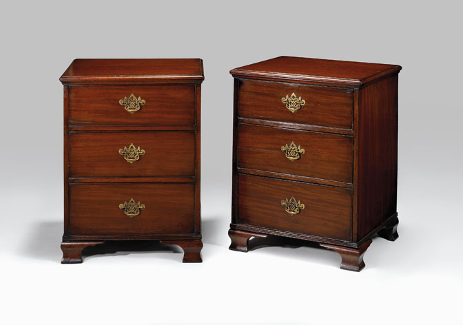 Appraisal: Pair of George III style mahogany chest of drawers Each