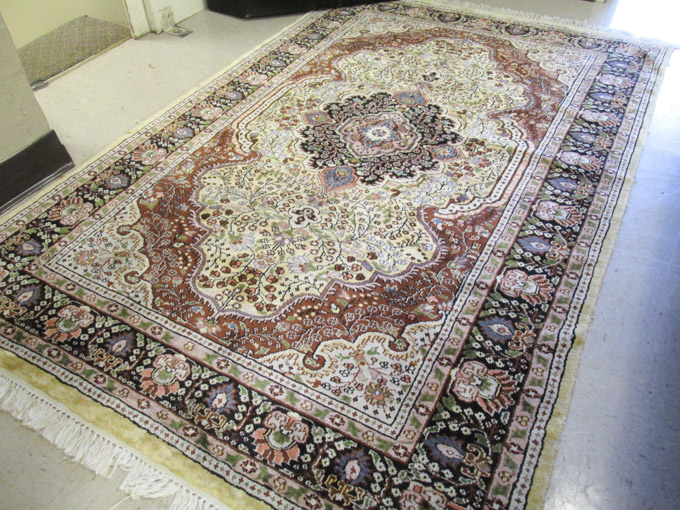 Appraisal: HAND KNOTTED ORIENTAL AREA RUG Indo-Persian faux silk floral and