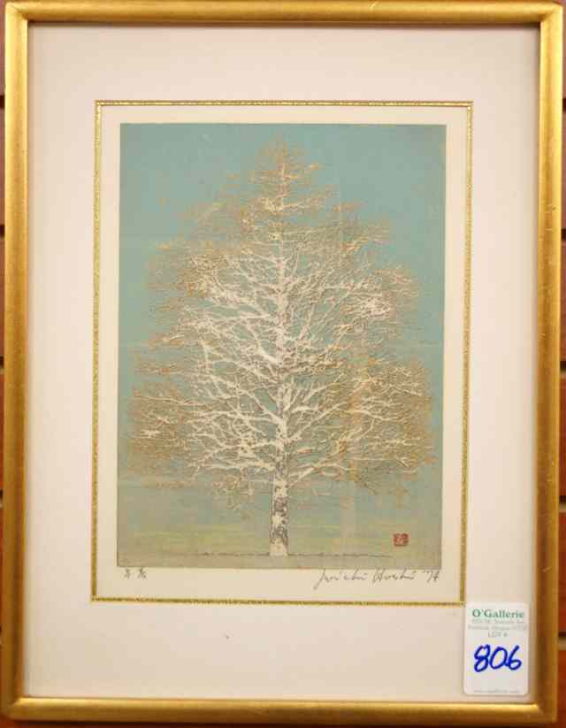 Appraisal: JOICHI HOSHI WOODBLOCK PRINT Japanese - Tree in Winter with