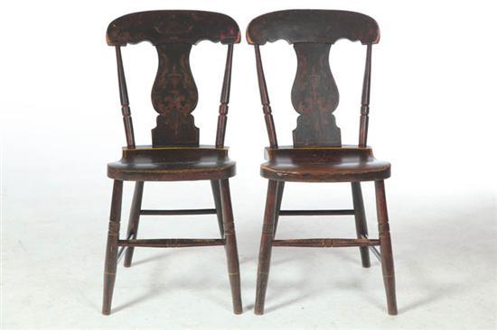 Appraisal: PAIR OF DECORATED SIDE CHAIRS American nd quarter- th century