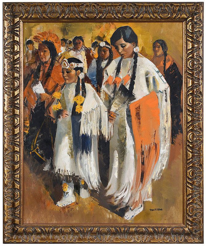 Appraisal: Peter McIntyre Kiwi - Pueblo Indians in Ceremonial Dress Taos