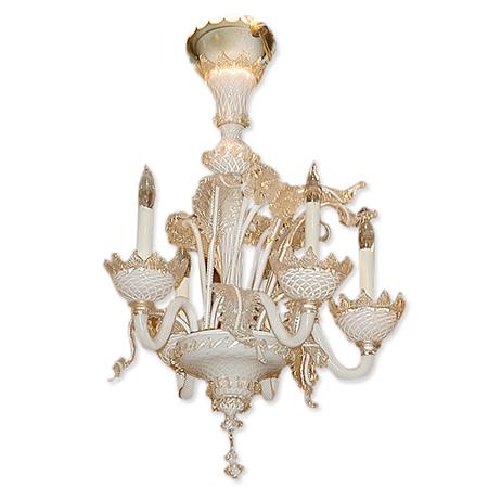 Appraisal: Venetian Style Glass Five-Light Chandelier Height inches diameter inches Estimate