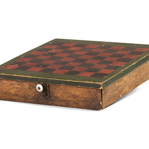 Appraisal: A Country Black Green and Red Painted Game Board th