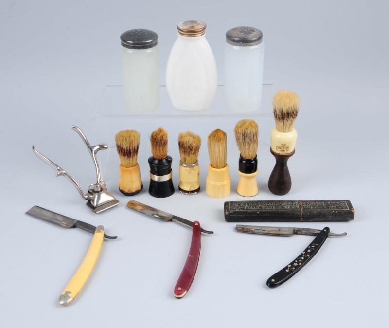 Appraisal: Lot Of Barber Shop And Shaving Items This lot includes