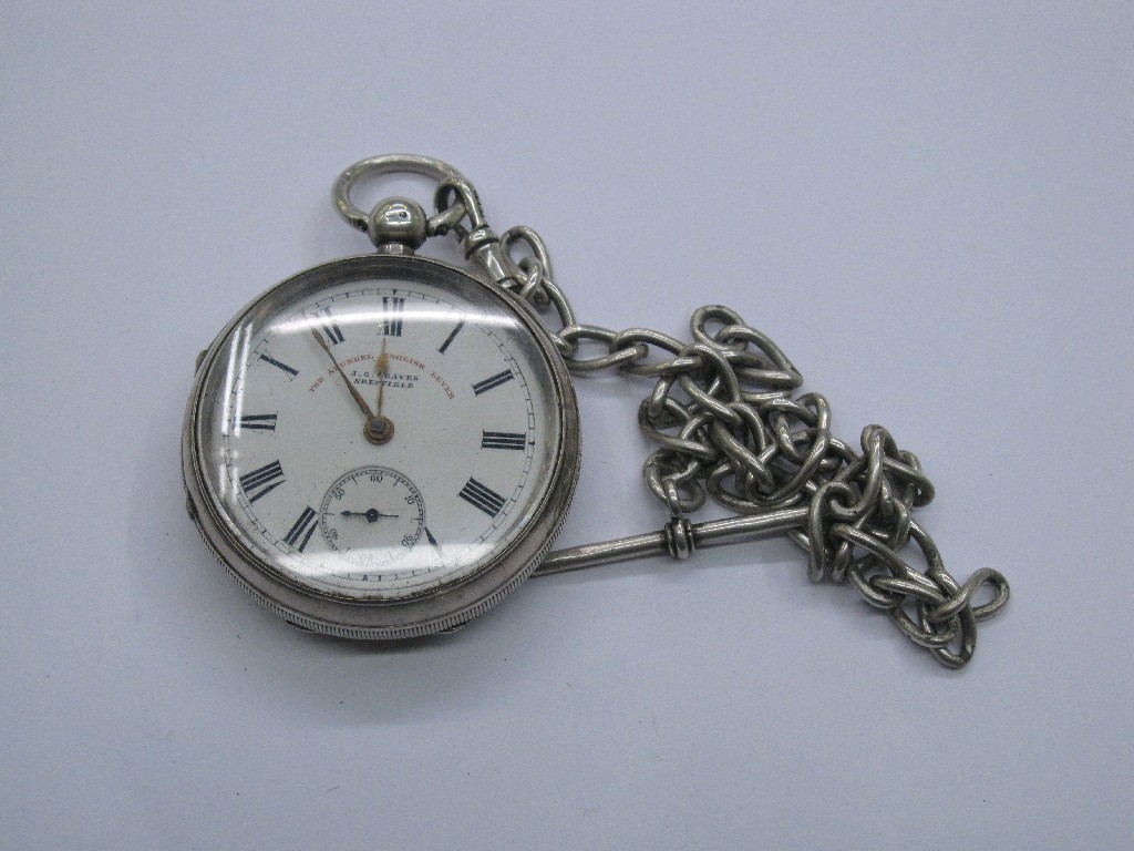 Appraisal: Silver pocket watch on silver Albert