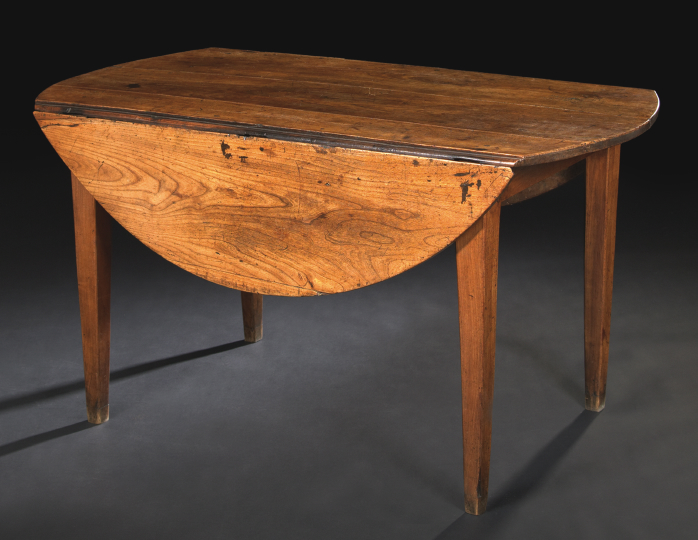 Appraisal: Provincial Elm Drop-Leaf Table fourth quarter th century the rounded