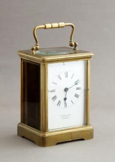 Appraisal: English Brass Carriage Clock early th c retai English Brass