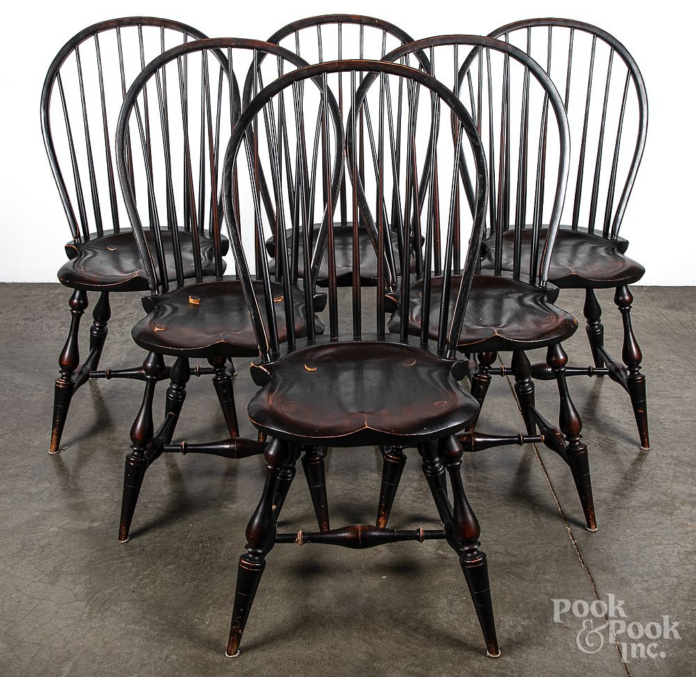 Appraisal: River Bend Chair Co bowback Windsor chairs Set of six