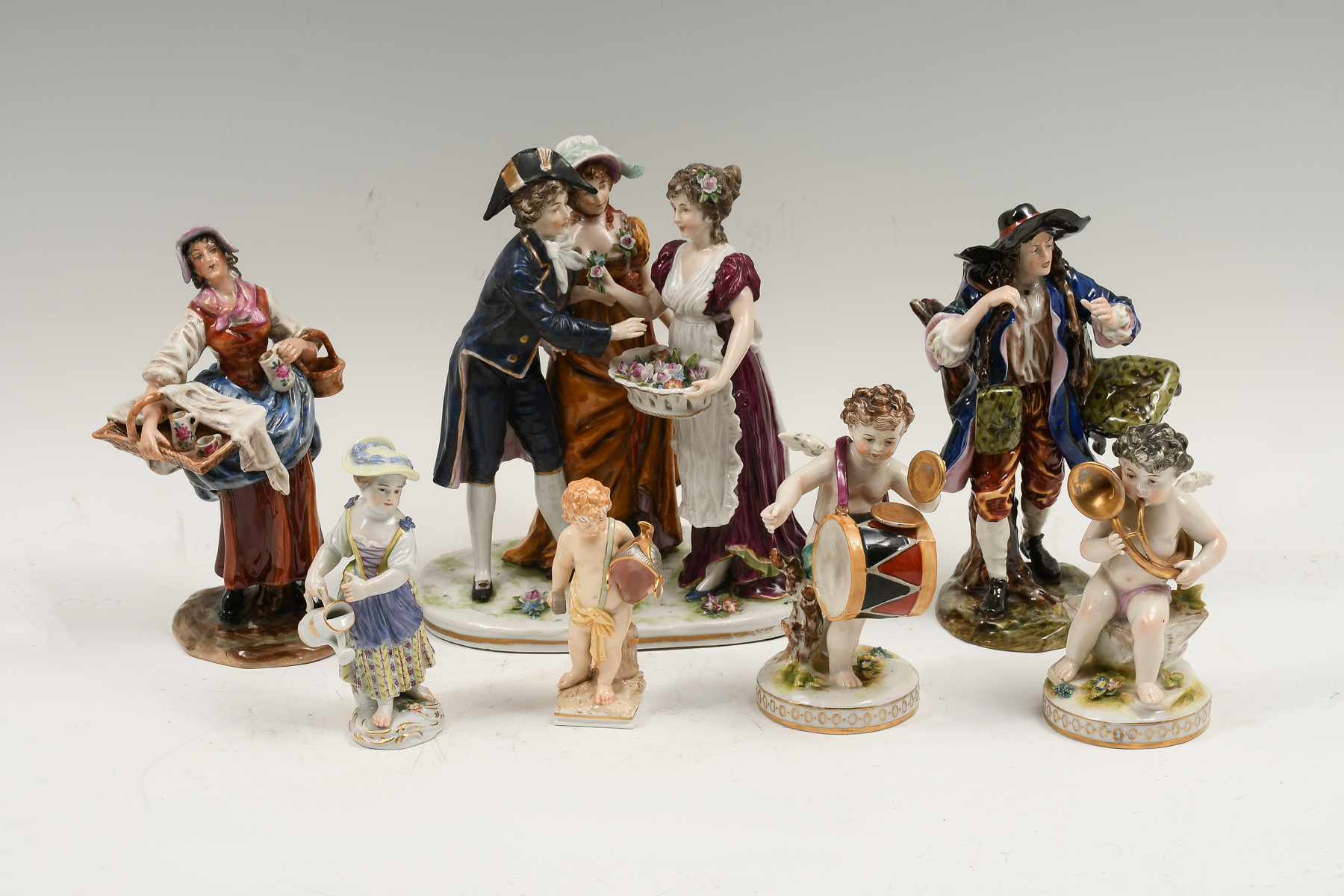 Appraisal: PC GERMAN AUSTRIAN PORCELAIN COLLECTION Comprising - Volkstedt Musical Cherubs