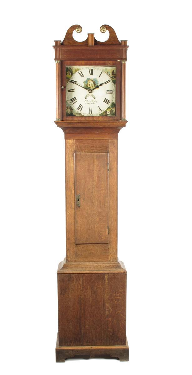 Appraisal: A th century oak and mahogany crossbanded hour longcase