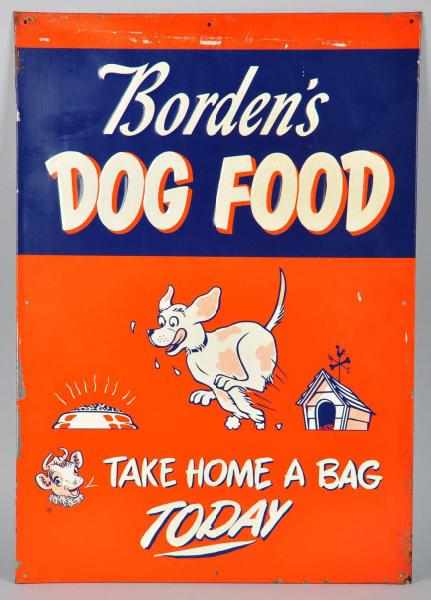 Appraisal: s Embossed Tin Borden's Dog Food Sign Description Some rust