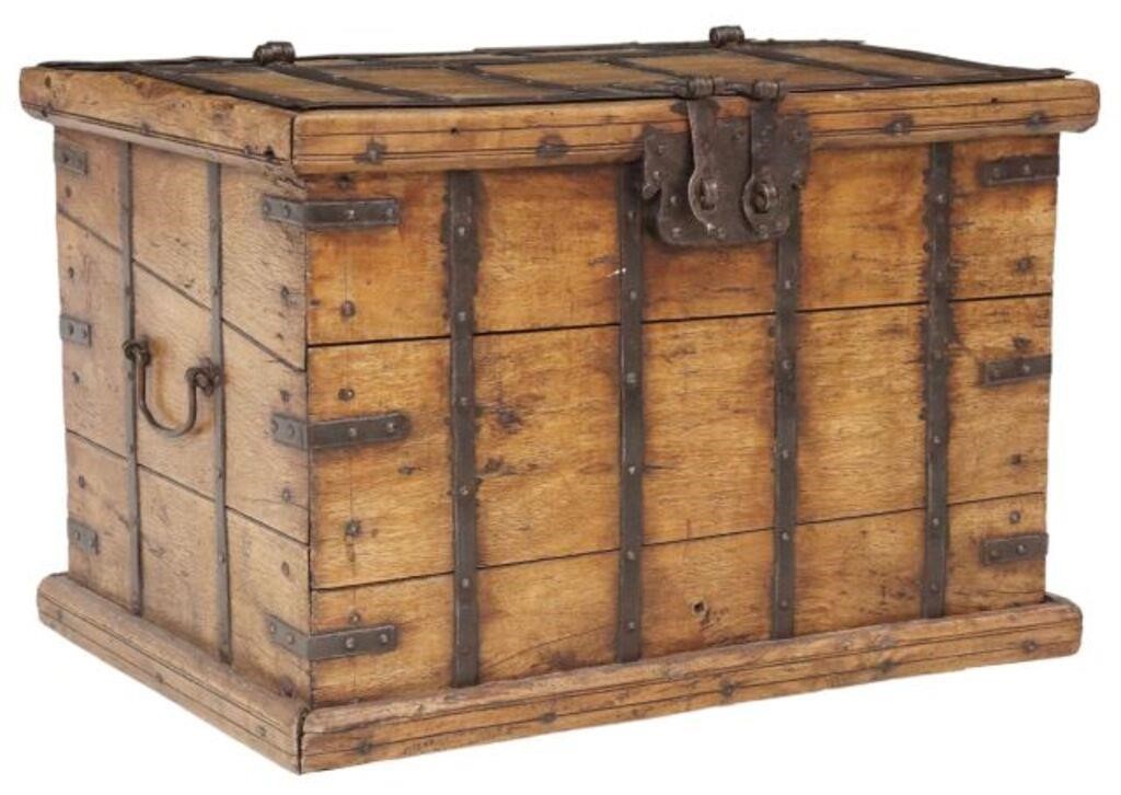 Appraisal: Spanish silver chest mid th c wood storage chest with