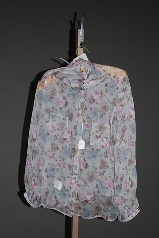 Appraisal: Giorgio Armani long sleeve silk blouse sheer gray brown pink