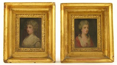 Appraisal: A pair of th century portrait miniatures ladies in period