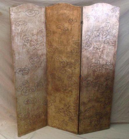 Appraisal: French Art Deco Silver Gilt Panel Wood Screen with Cloud