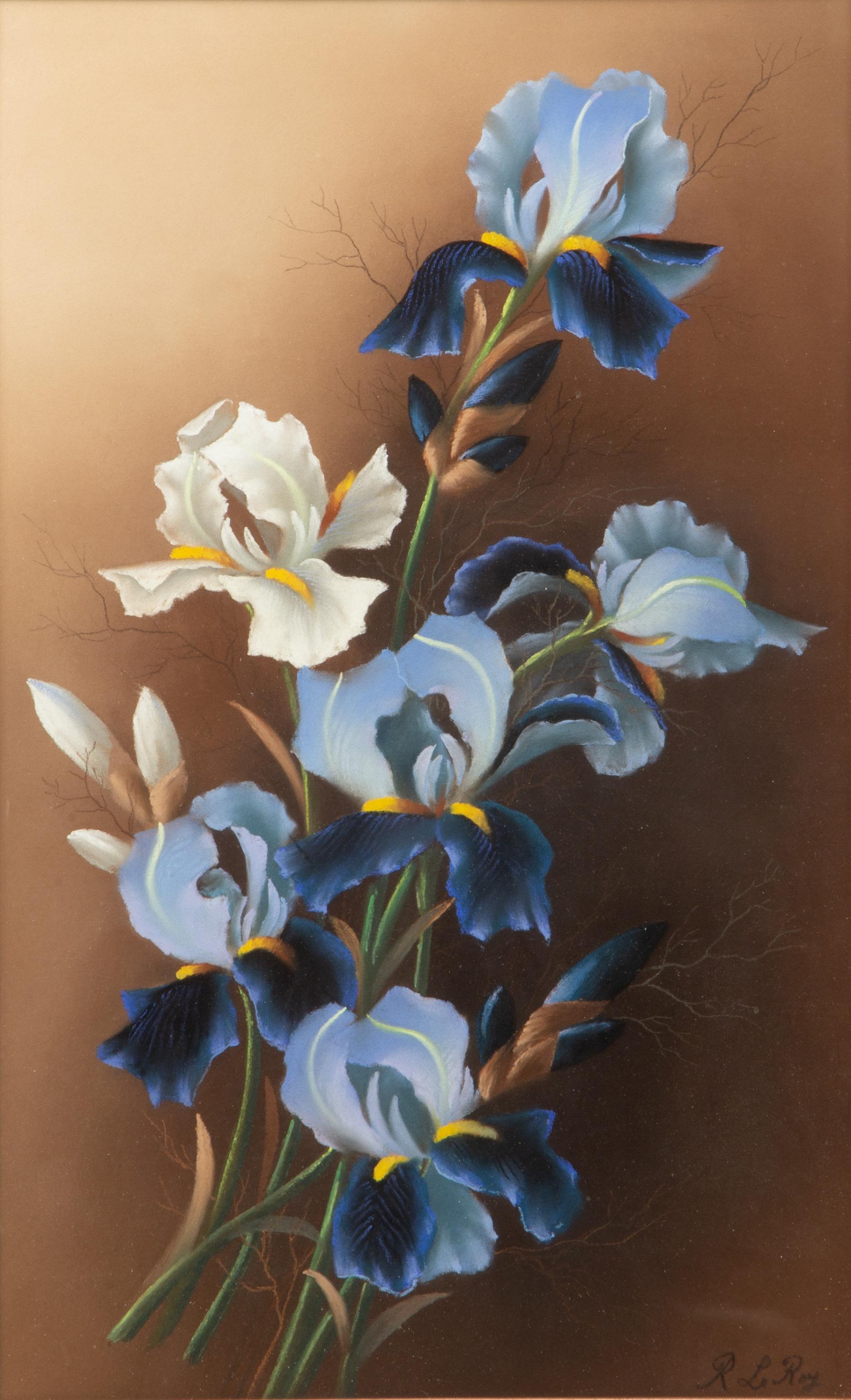 Appraisal: ANTIQUE BOTANICAL PASTEL IRISES A nicely rendered early th c