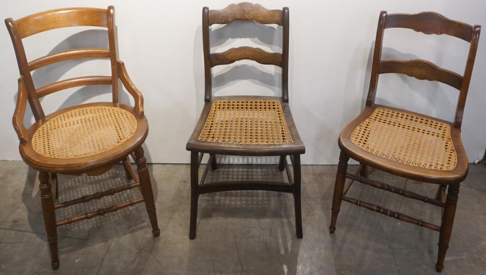 Appraisal: Three Victorian Walnut Caned Seat Side Chairs