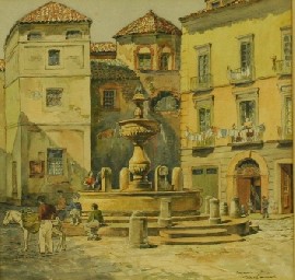 Appraisal: Cedric Emanuel - Gragnano Italy pen and coloured wash signed