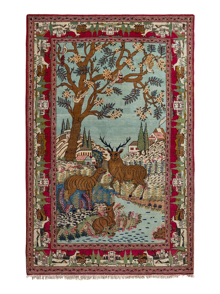 Appraisal: A Kirman Pictorial Wool Rug A Kirman Pictorial Wool Rug