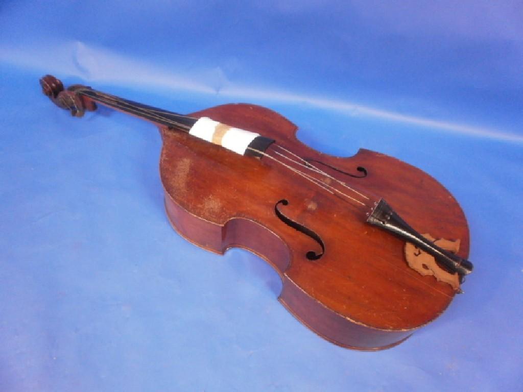 Appraisal: A double bass with ebonised fret board cm long