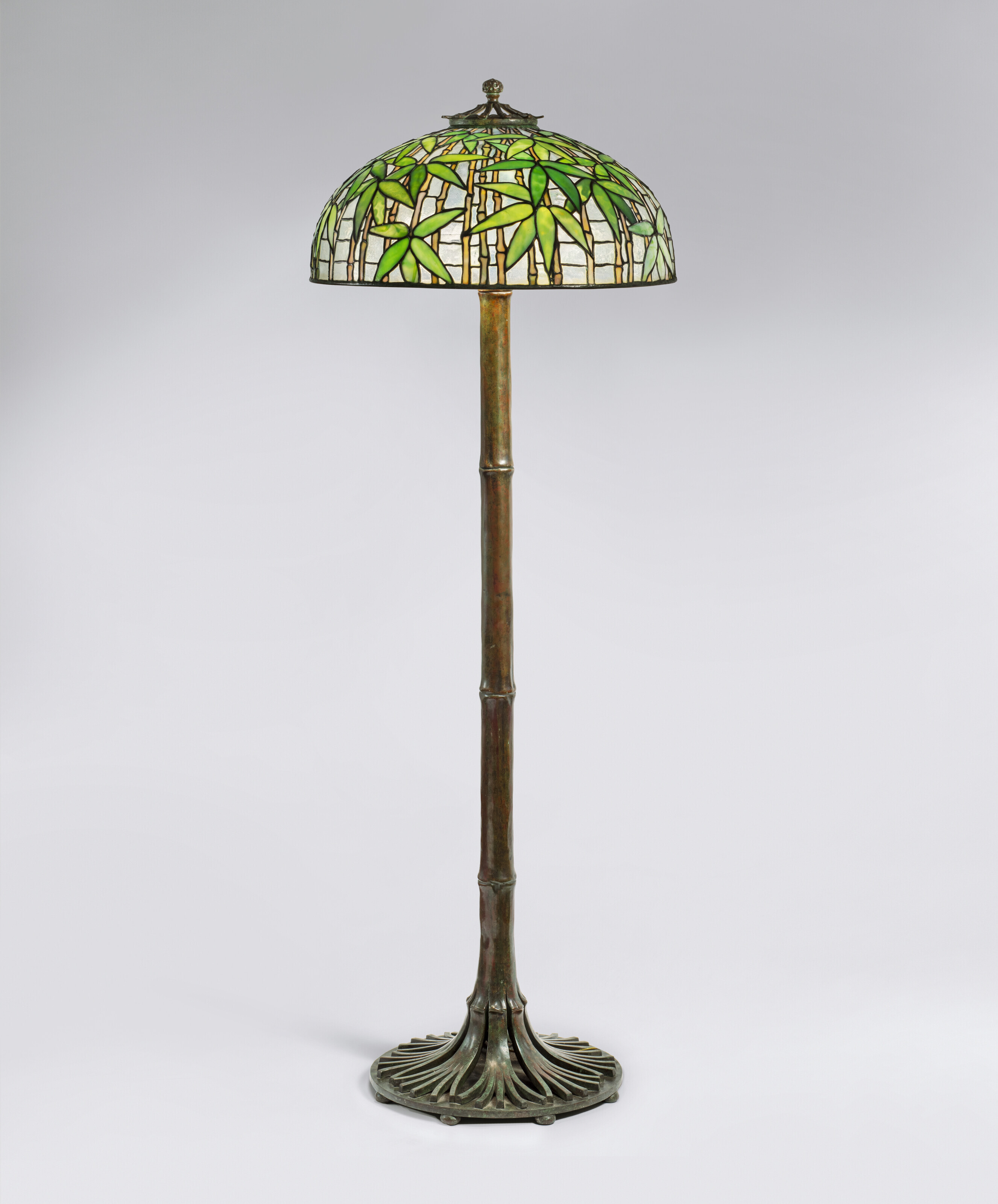 Appraisal: TIFFANY STUDIOS Rare 'Bamboo' Floor Lamp circa leaded glass patinated