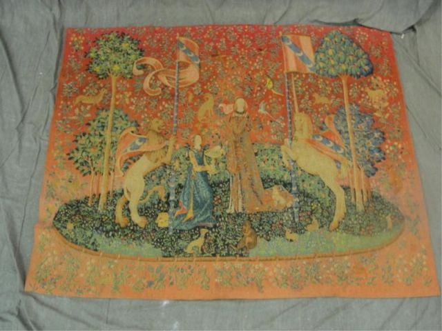 Appraisal: Wool Unicorn Tapestry Hand signed on label Some age fading