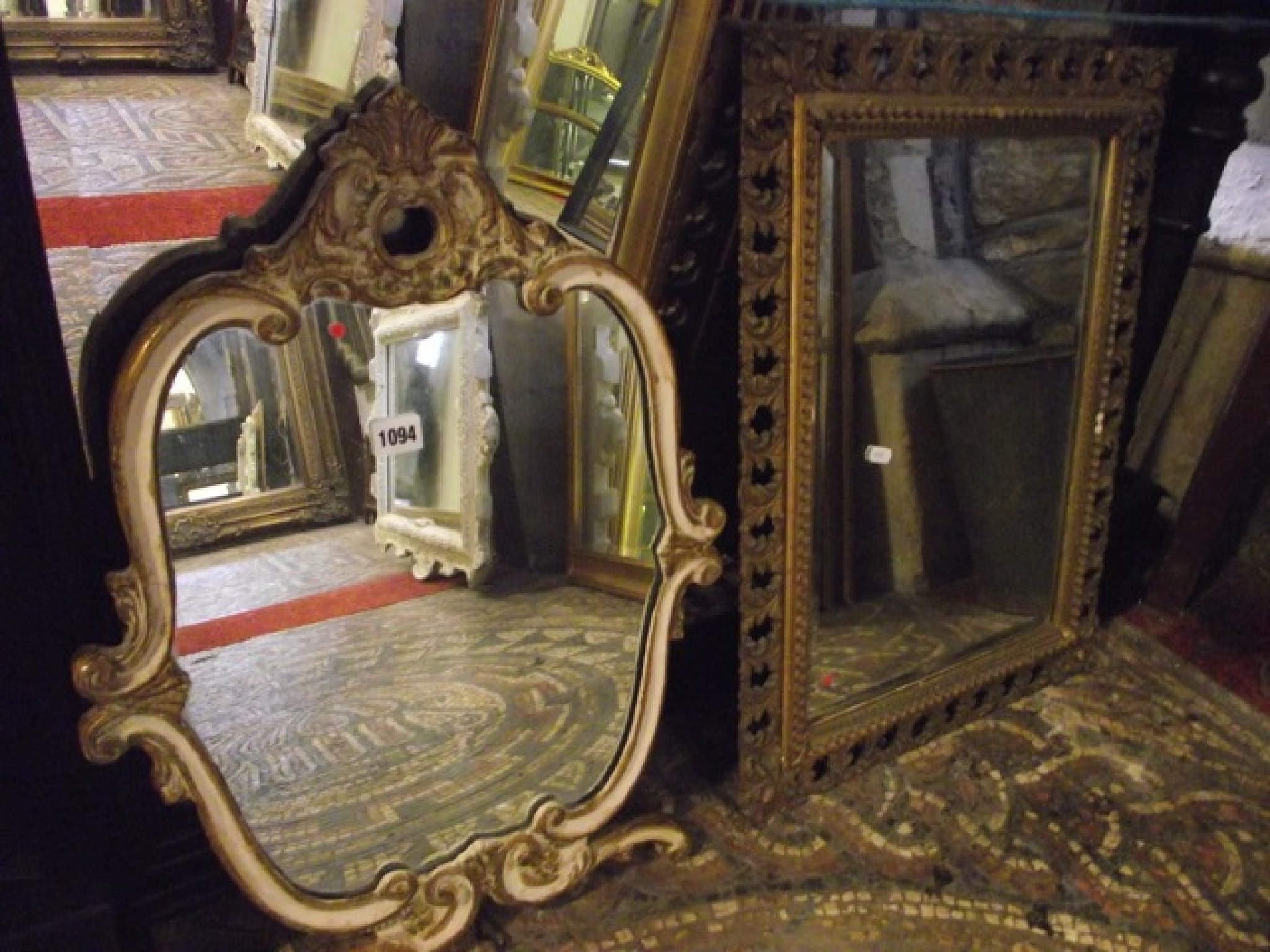 Appraisal: A shield shaped easel dressing table mirror the painted frame