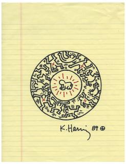 Appraisal: Haring Keith Original Drawing Signed K Haring in black and