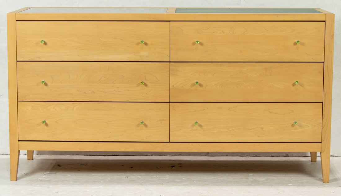 Appraisal: A CONTEMPORARY BLONDEWOOD DRESSER A Contemporary blondewood dresser the top