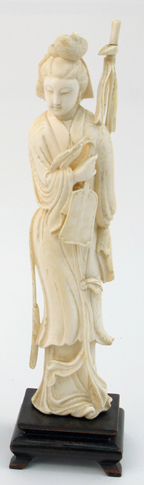 Appraisal: A CHINESE CARVED IVORY FIGURE OF QUAN YIN of a