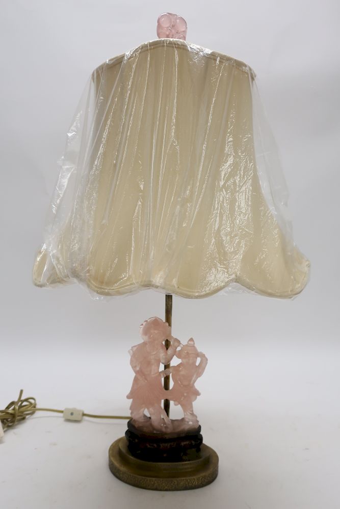 Appraisal: Chinese Rose Quartz Figural Lamp th C Chinese Rose Quartz