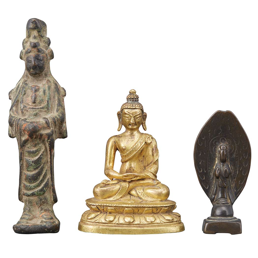 Appraisal: Group of Three Chinese Bronzes Ming Dynasty and later Comprising