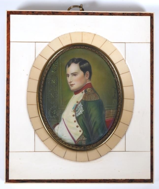 Appraisal: This miniature painting of Napoleon is signed lower right M