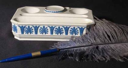 Appraisal: Wedgwood white porcelain inkstand and penH in W in