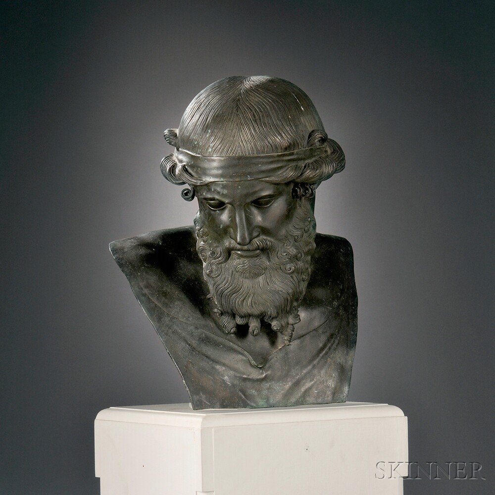 Appraisal: Bronze Bust of a Greek Man th century the male