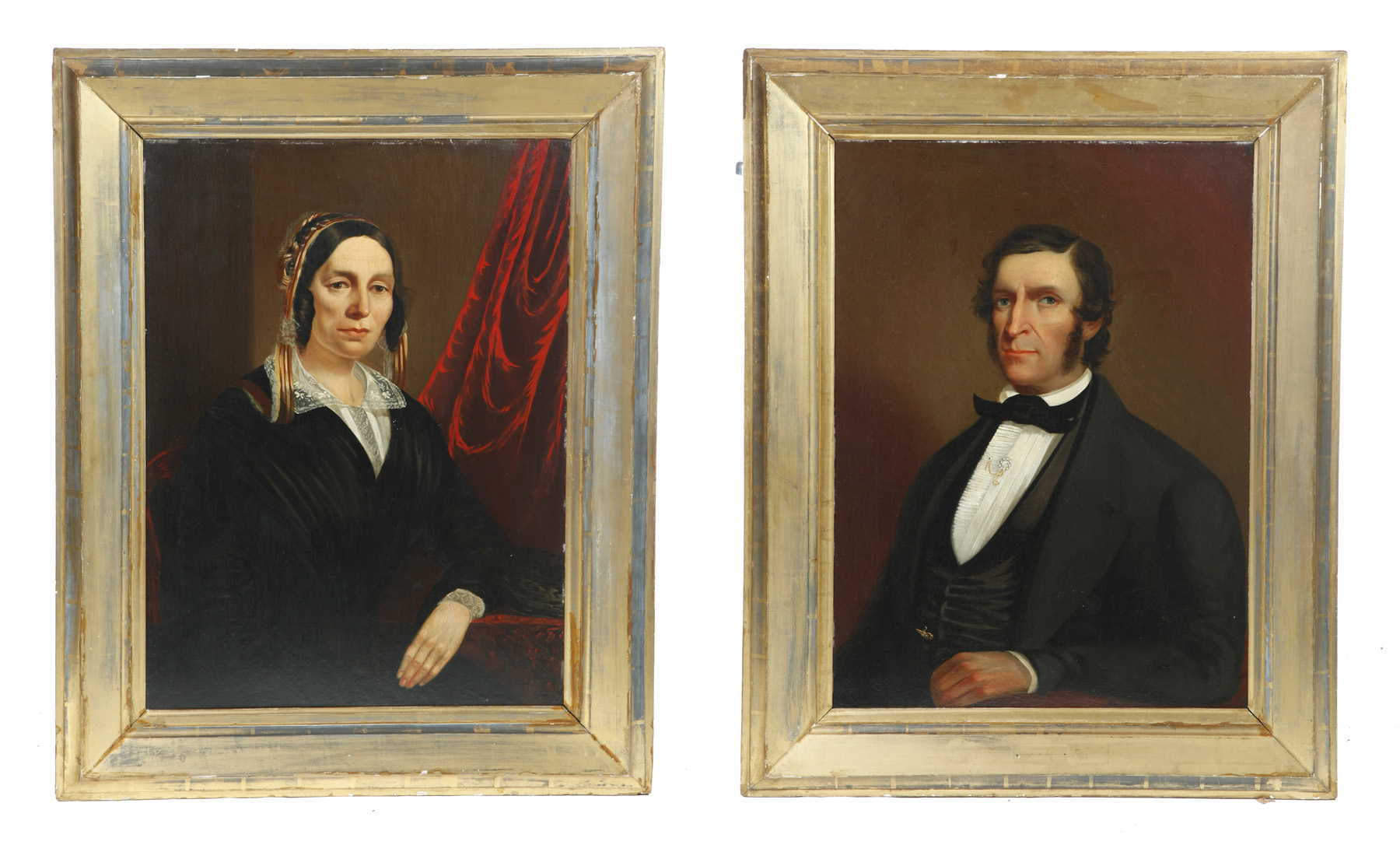 Appraisal: PAIR OF PORTRAITS AMERICAN SCHOOL MID TH CENTURY Oil on