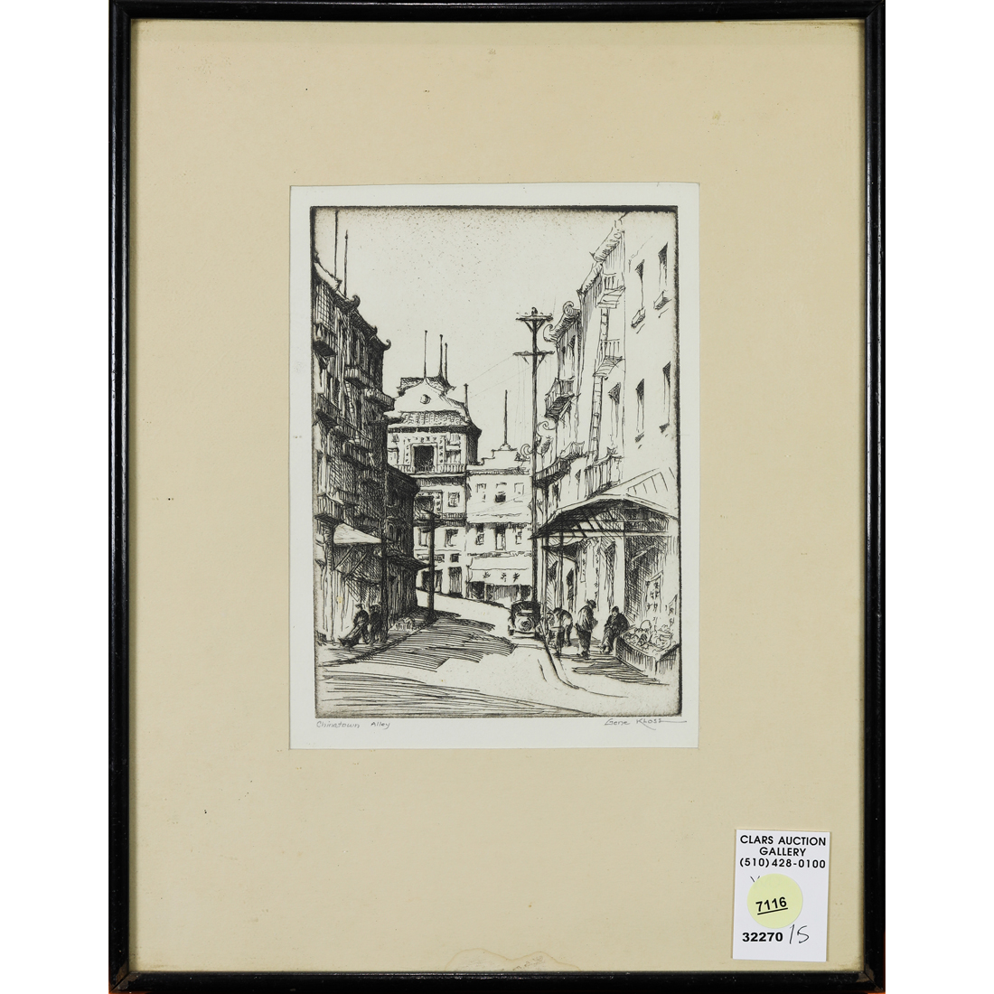 Appraisal: PRINT GENE KLOSS Gene Kloss American - Chinatown Alley etching