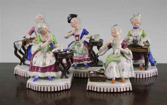 Appraisal: A set of five continental porcelain figures of 'The Senses'