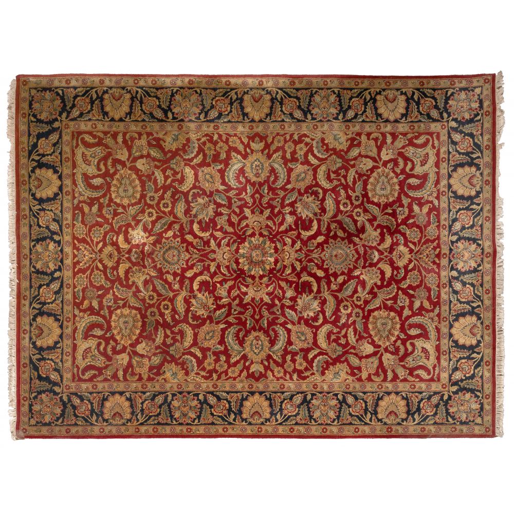 Appraisal: PERSIAN WOOL RUGRoom size having an abstract floral motif in