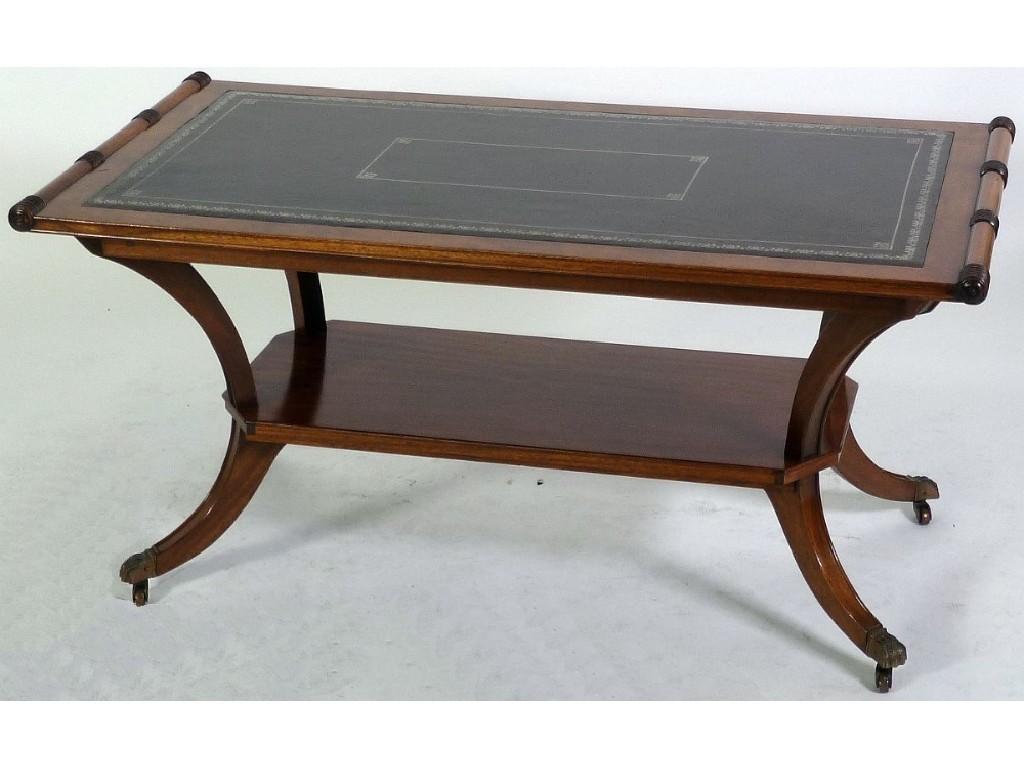 Appraisal: GOOD QUALITY REGENCY STYLE MODERN REPRODUCTION MAHOGANY COFFEE TABLE the