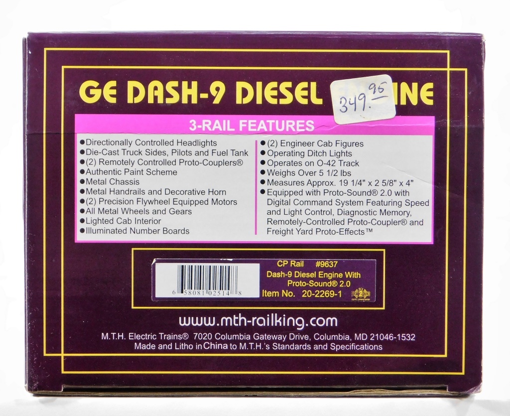 Appraisal: MTH CP RAIL GE DASH- DIESEL ENGINE O TRAIN United