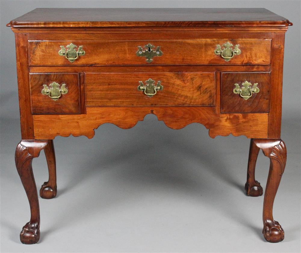 Appraisal: PHILADELPHIA CARVED WALNUT CHIPPENDALE HIGHBOY BASE CONVERTED TO SERVER the