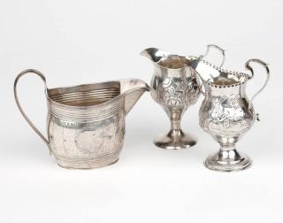 Appraisal: A group of Georgian sterling silver cream pots Each London