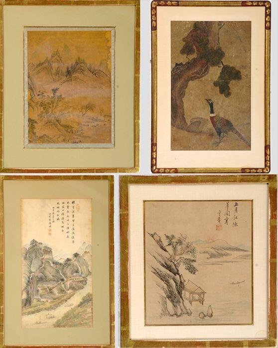 Appraisal: Chinese School Four Landscapes Ink and wash on silk on