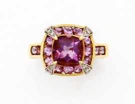 Appraisal: A ct gold amethyst and diamond ring size N gms