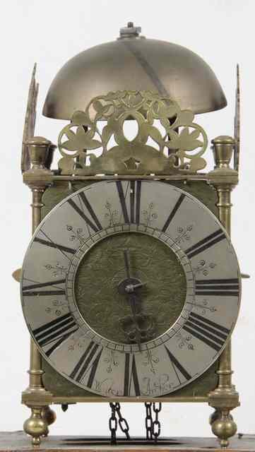 Appraisal: A brass thirty-hour lantern clock of th Century design the