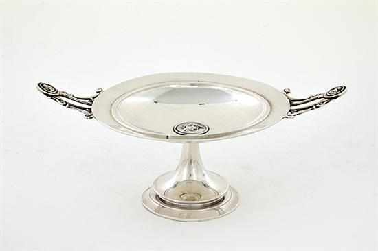 Appraisal: American sterling medallion decorated compote probably New York circa shallow